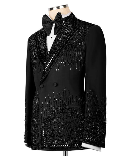 Double Breasted Crystal Embellished Tuxedo