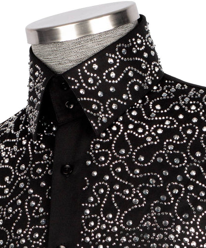 Crystal Embellished Black Shirt