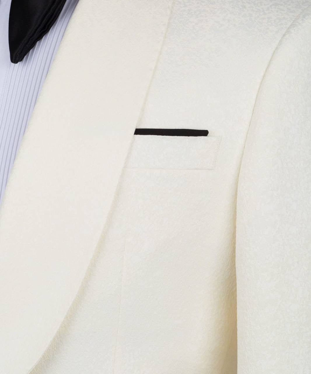 Textured Cream Tuxedo Set