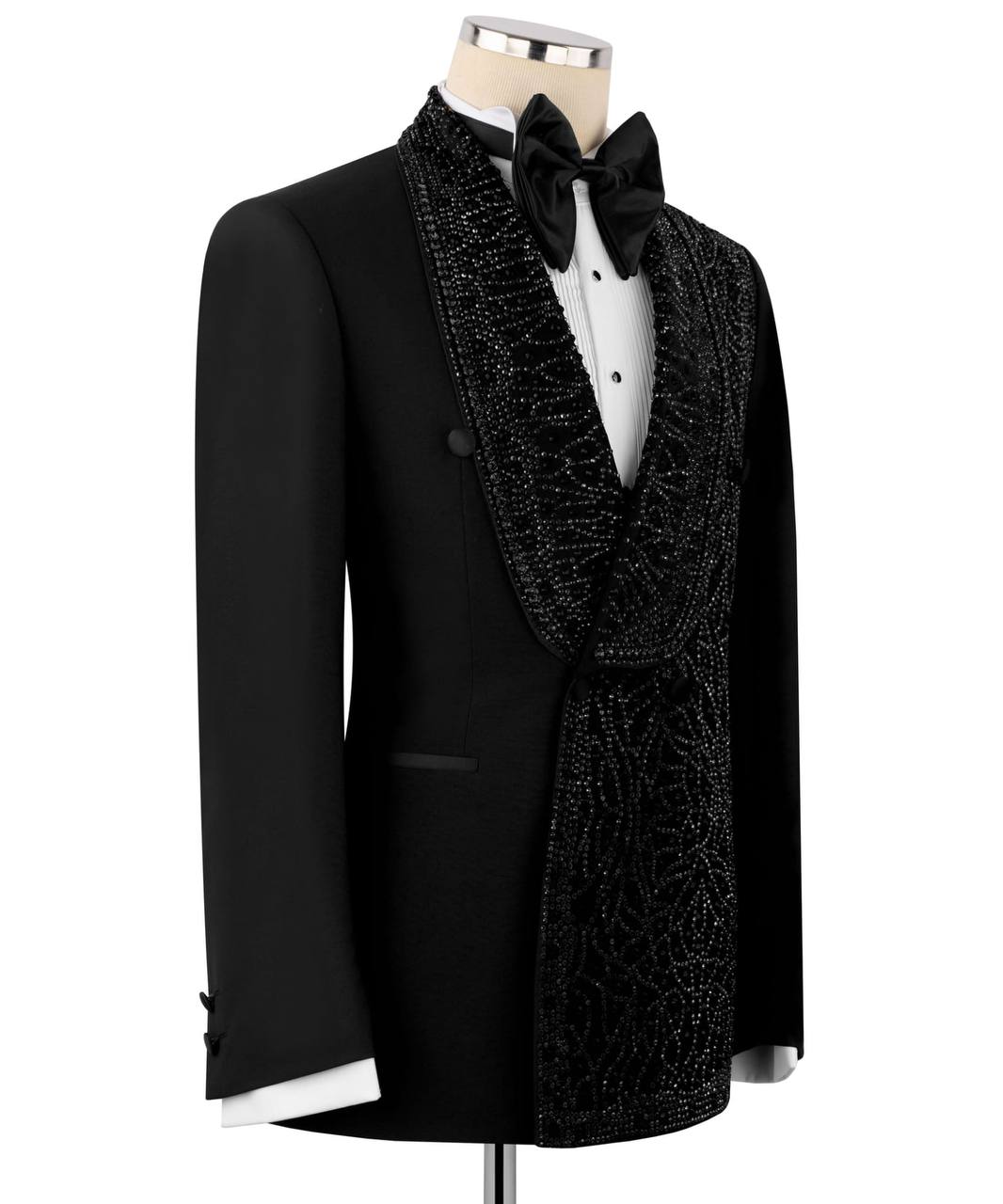 Exclusive Stone Embellished Black Tuxedo