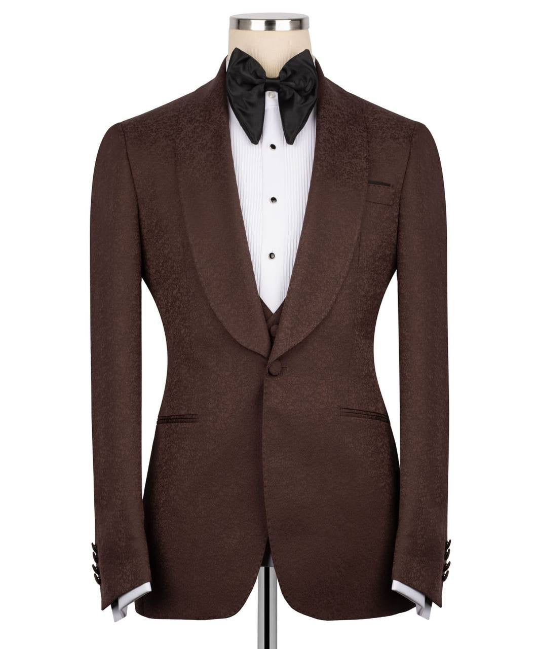 Textured Brown Tuxedo Set