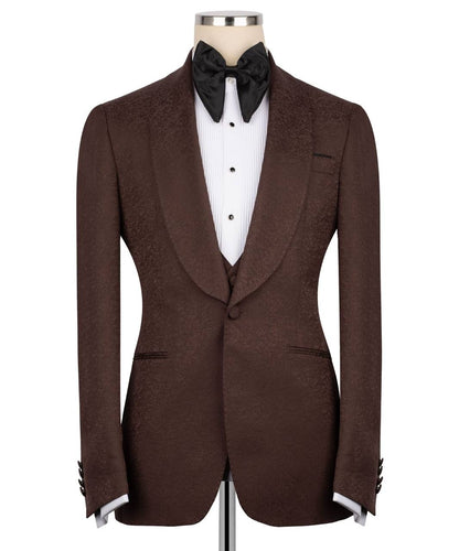 Textured Brown Tuxedo Set