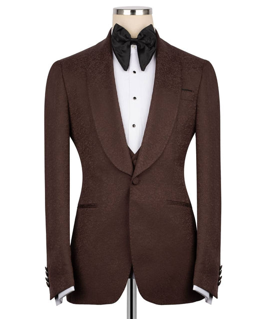 Textured Brown Tuxedo Set