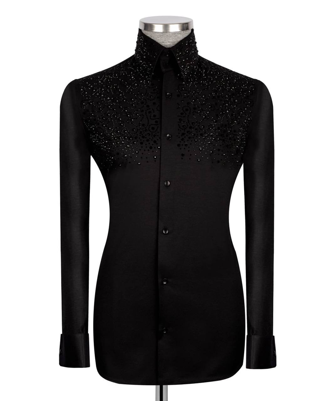 Crystal Embellished Black Shirt