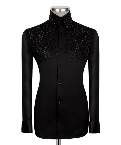 Crystal Embellished Black Shirt