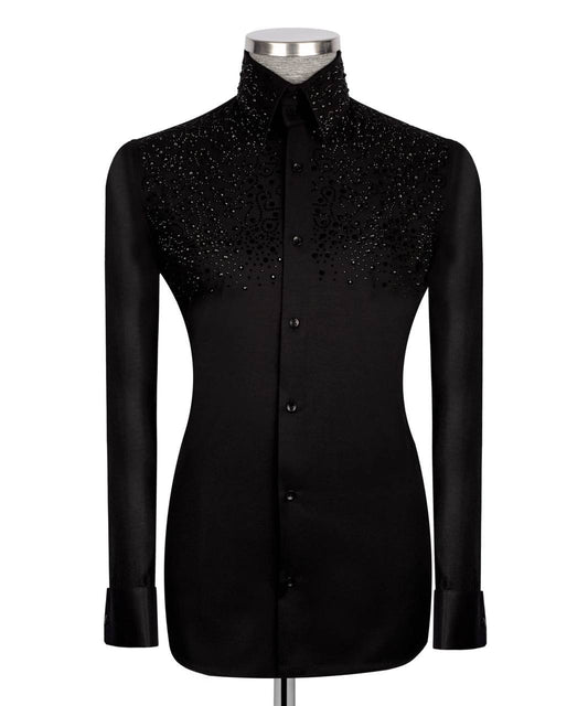 Crystal Embellished Black Shirt