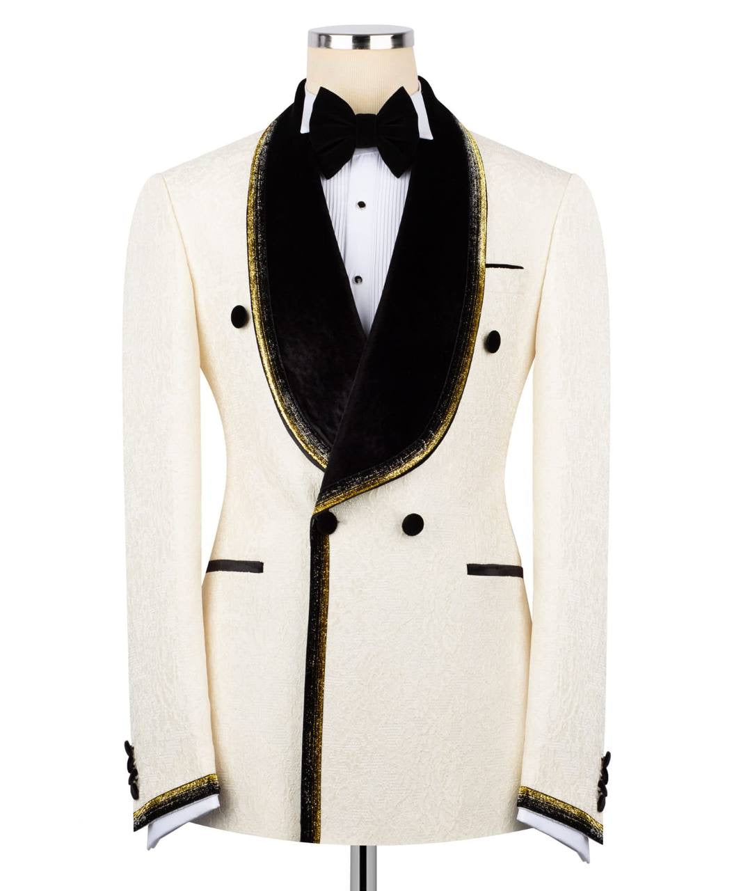 Cream Tuxedo with Custom Lapel Design