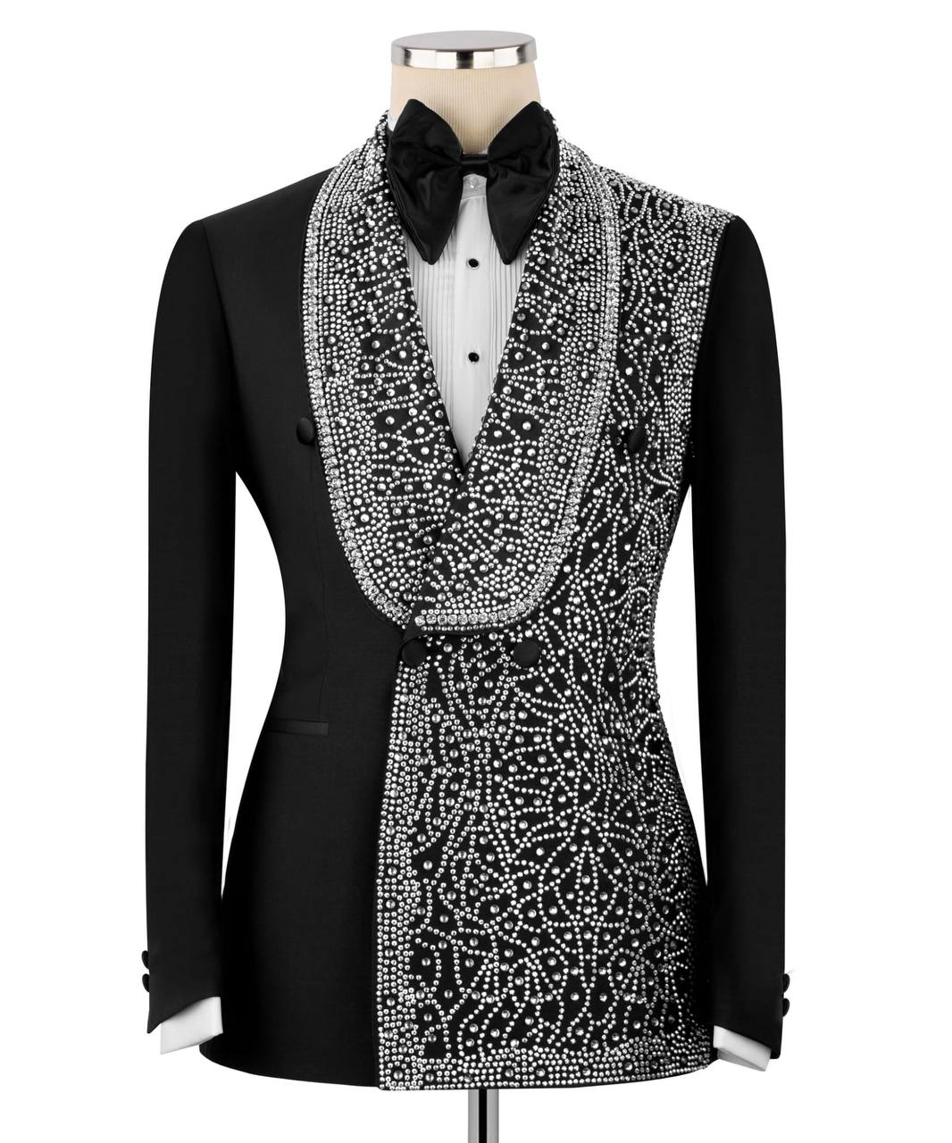 Exclusive Stone Embellished Black Tuxedo