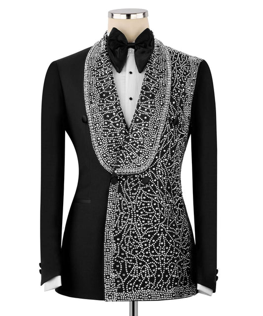 Exclusive Stone Embellished Black Tuxedo