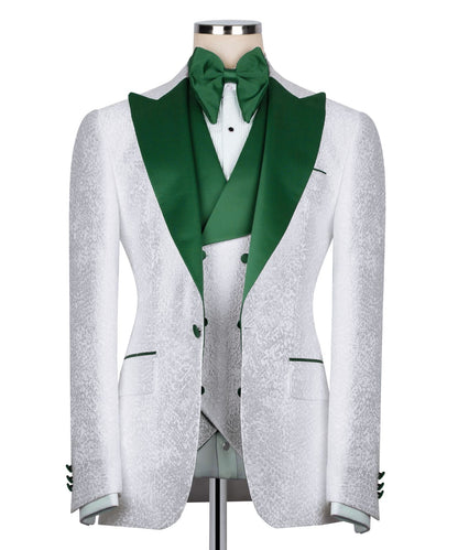 Patterned Tuxedo With Green Collar