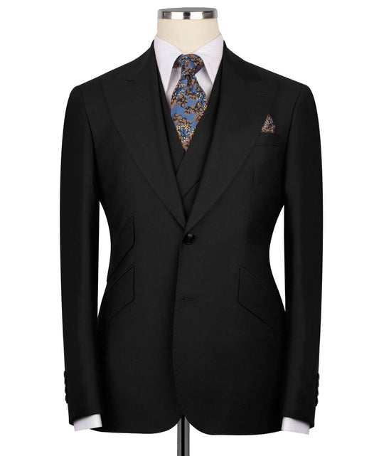 Three Piece Black Wool Suit
