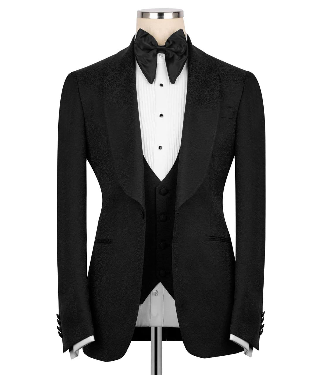 Textured Black Tuxedo Set