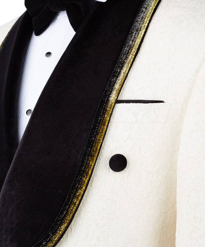 Cream Tuxedo with Custom Lapel Design