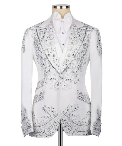White Crystal Rhinestone Tuxedo