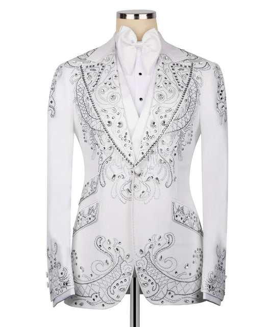 White Crystal Rhinestone Tuxedo