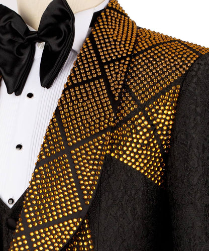 Geometric Pattern Crystal Embellished Tuxedo