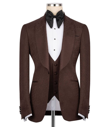 Textured Brown Tuxedo Set