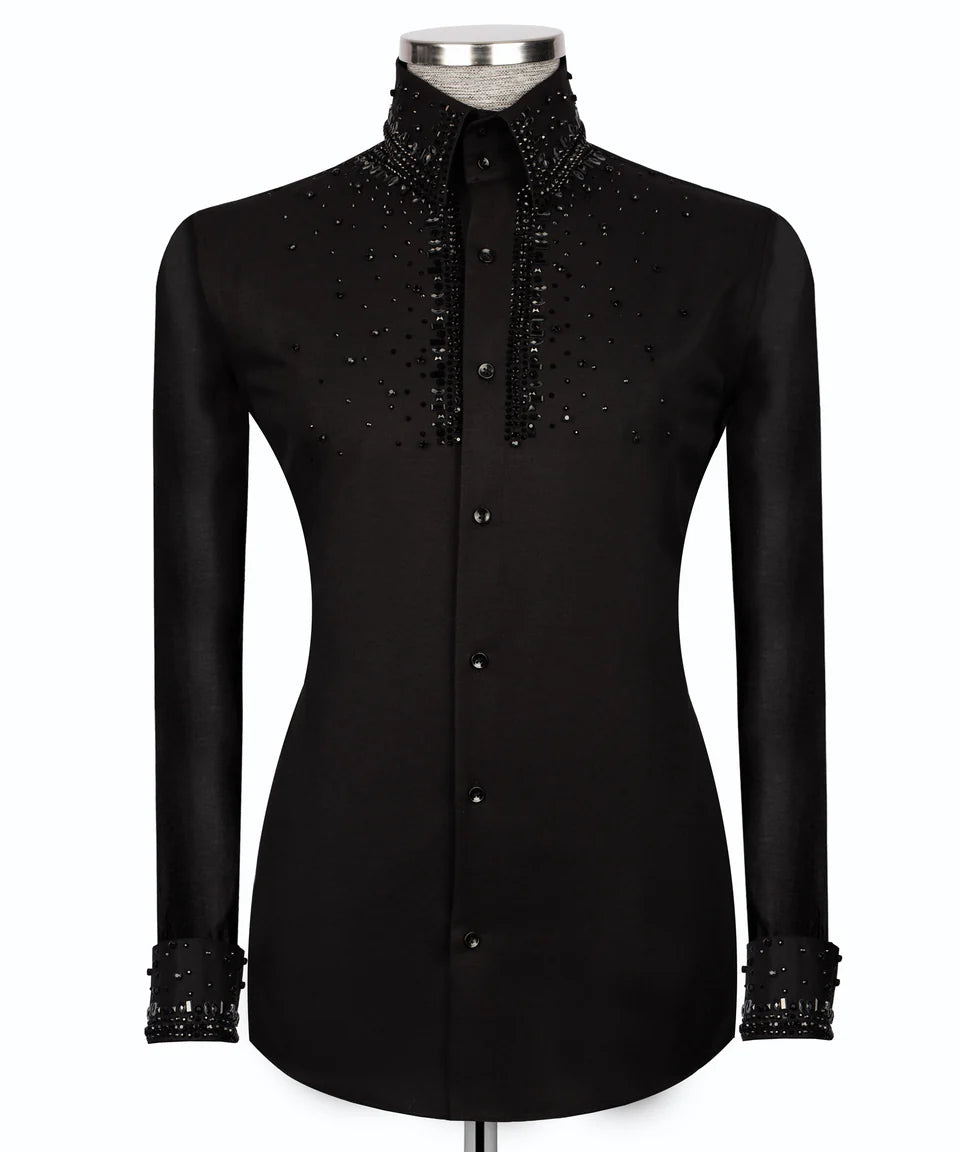Crystal Embellished Black Shirt